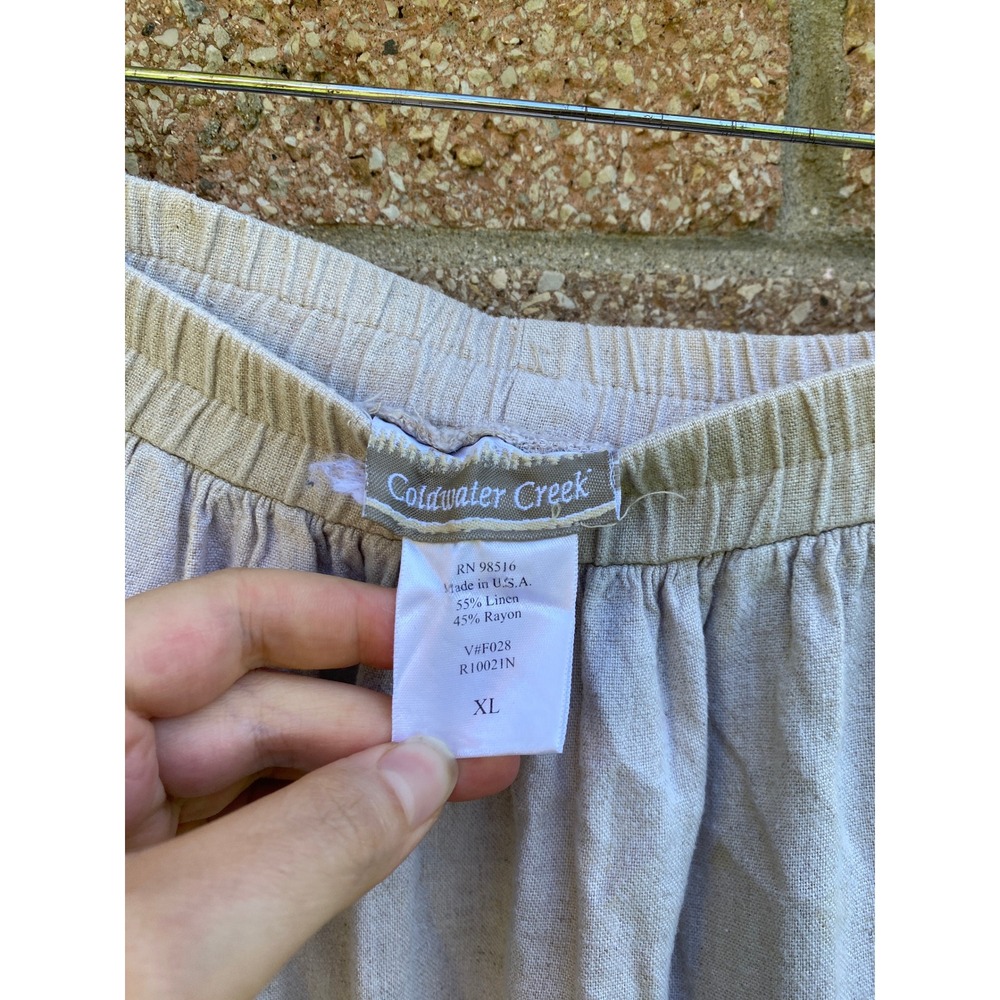 Coldwater Creek Linen Blend Maxi Skirt XL Tan Boho Coastal Lagenlook Earthy 90s - Picture 4 of 5